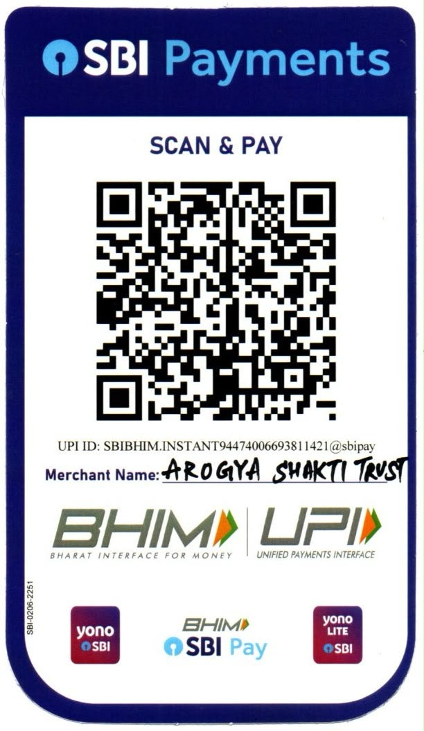 UPI Scan and Pay QR code for donations to Arogya Shakti Trust